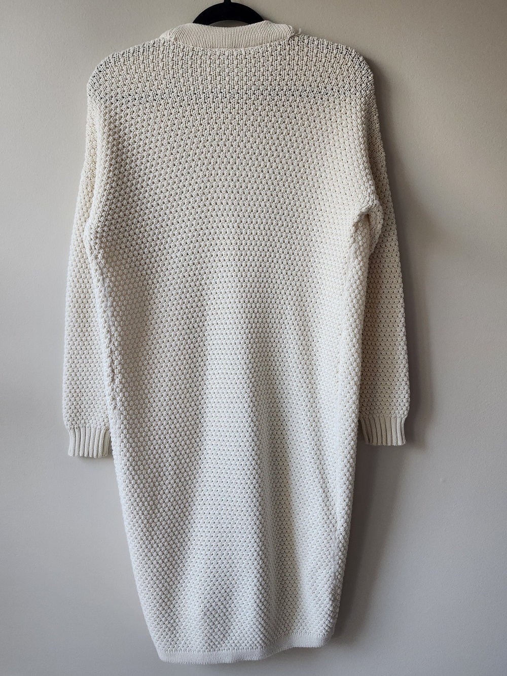 Cream Long Open-Front Knit Cardigan - Picture 7 of 8